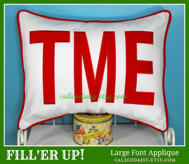 FILL'ER UP Large Applique Monogram Pillow Cover 12 x 16 image 6