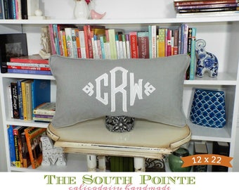 Applique Monogram Long Lumbar Pillow Cover - 12 x Various Lengths