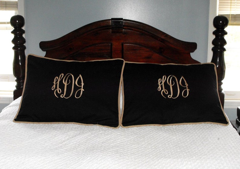 King Sham Set Monogrammed Pillow Shams Set of Two Etsy