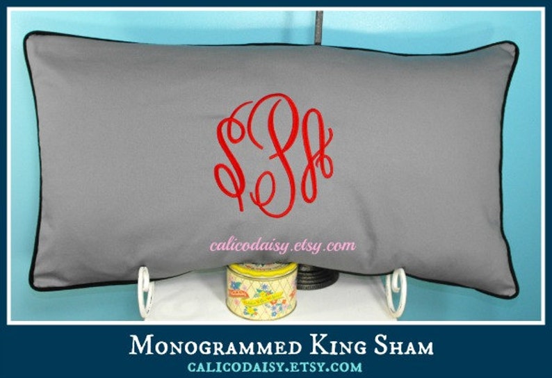 King Sham Set Monogrammed Pillow Shams Set of Two Etsy