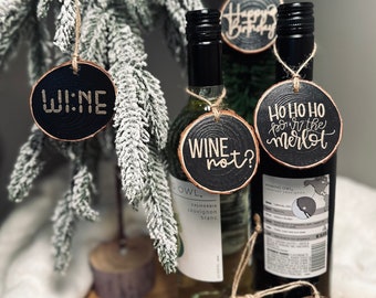 Wooden Wine Bottle Tags Hanging Gift Tags *set of 3*