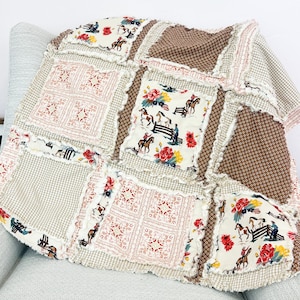 Western Baby Girl Blanket | Mauve Pink & Brown Buckaroo Blanket | Floral Patchwork Bedding Gift Idea