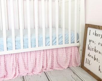 Pink Crib Skirt Girl Nursery Bedding, Pink Crib Bedding Crib Dust Ruffle