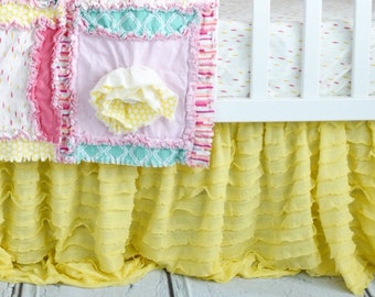 Yellow Crib Skirt Girl Nursery Bedding, Ruffle Bed Skirt Crib Dust Ruffle