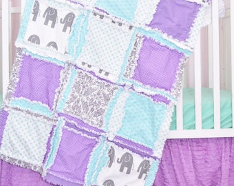 purple and teal crib bedding sets