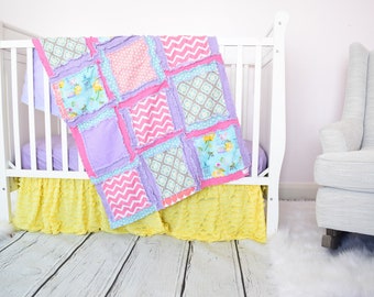 Floral Crib Bedding Set Nursery Decor Baby Girl Gift Pink Etsy