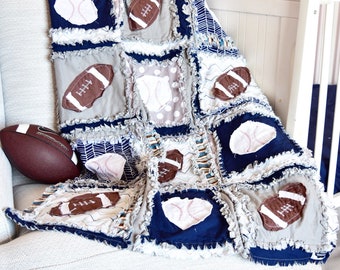 Baby Boy Sports Crib Size Rag Quilt For Nursery Crib Bedding Etsy