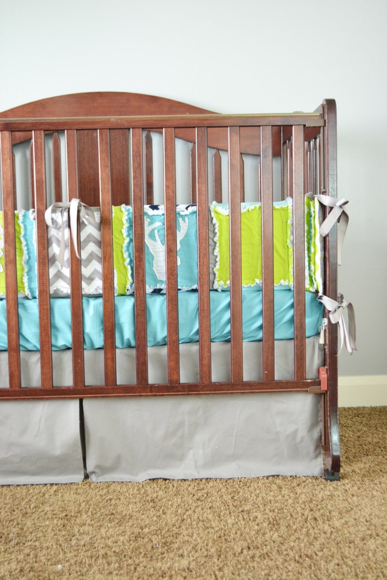 Woodland Crib Bumper Blue Baby Boy Woodland Nursery Grey Etsy