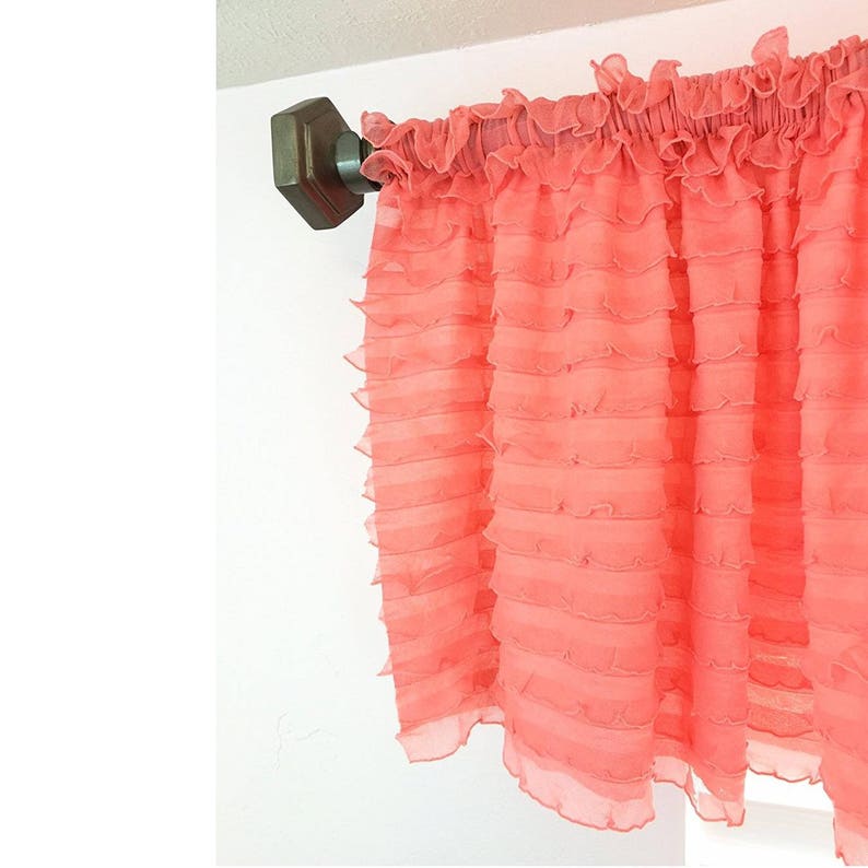 Light Coral Valances for Windows, Bohemian Curtains for Nursery, Living Room, Kitchen Decor image 4