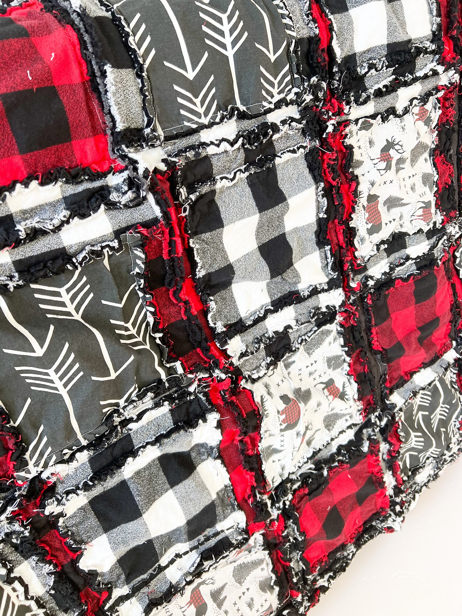 Deer Baby Quilt Plaid Baby Blanket Baby Rag Quilt Woodland Etsy