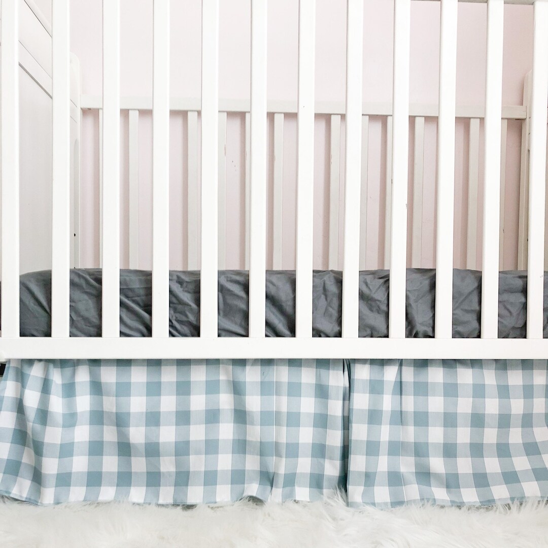 Noah's Ark Solid Blue Crib Skirt