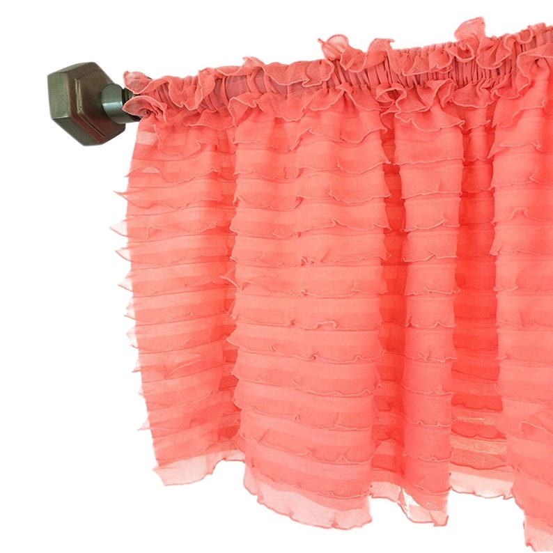 Light Coral Valances for Windows, Bohemian Curtains for Nursery, Living Room, Kitchen Decor image 2