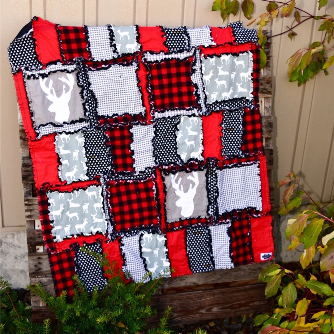 Woodland Rag Quilts for Sale, Baby Boy Quilts, Baby Shower Gifts Etsy