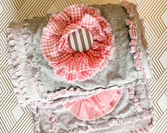 Baby Girl Quilts for Sale Handmade, Pink Crib Bedding Set, Toddler Bedding