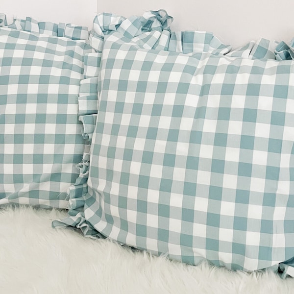 Light Blue Pillow, Buffalo Plaid Pillow, Other Colors Decorative Pillows for Block Print Pillow