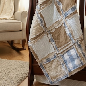 Country Plaid Crib Quilt | Handmade Soft Flannel Rag Bedding