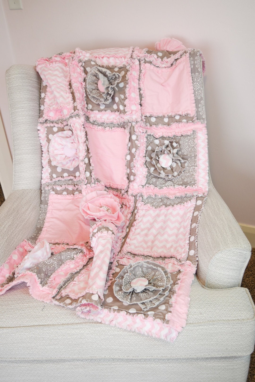 Pink Rag Quilts Rag Quilt for Baby Pink Crib Bedding, Baby Girl Rag Quilt, Baby Girl ...