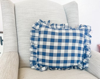 Denim Blue Buffalo Plaid Pillow, Other Colors Decorative Pillows for Block Print Pillow