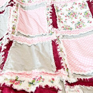 Floral Blanket Handmade Quilts for Sale, Baby Girl Rag Quilt, Baby Blanket to Queen Size Quilts, Baby Girl