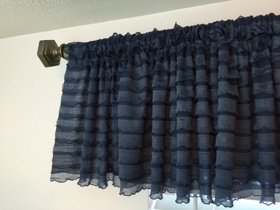 Navy Valance Ruffled Valance 13 Inch Extra Wide Valance Etsy
