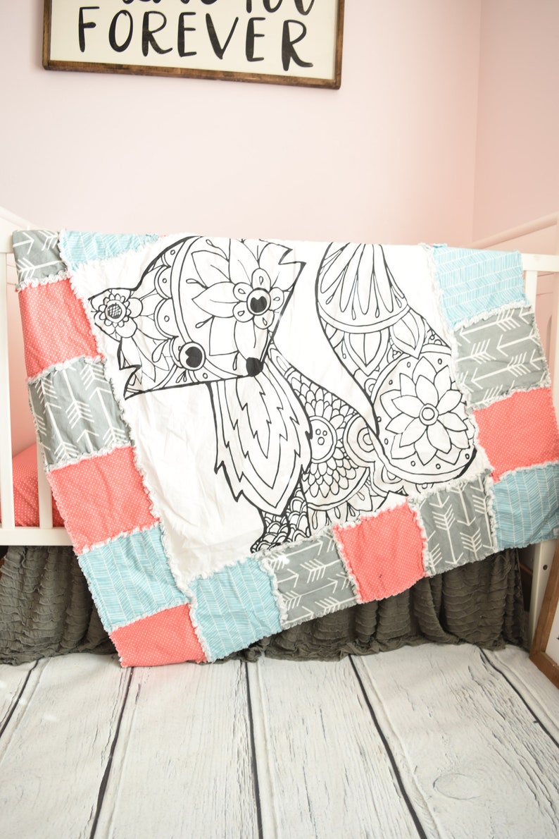 baby girl fox crib bedding