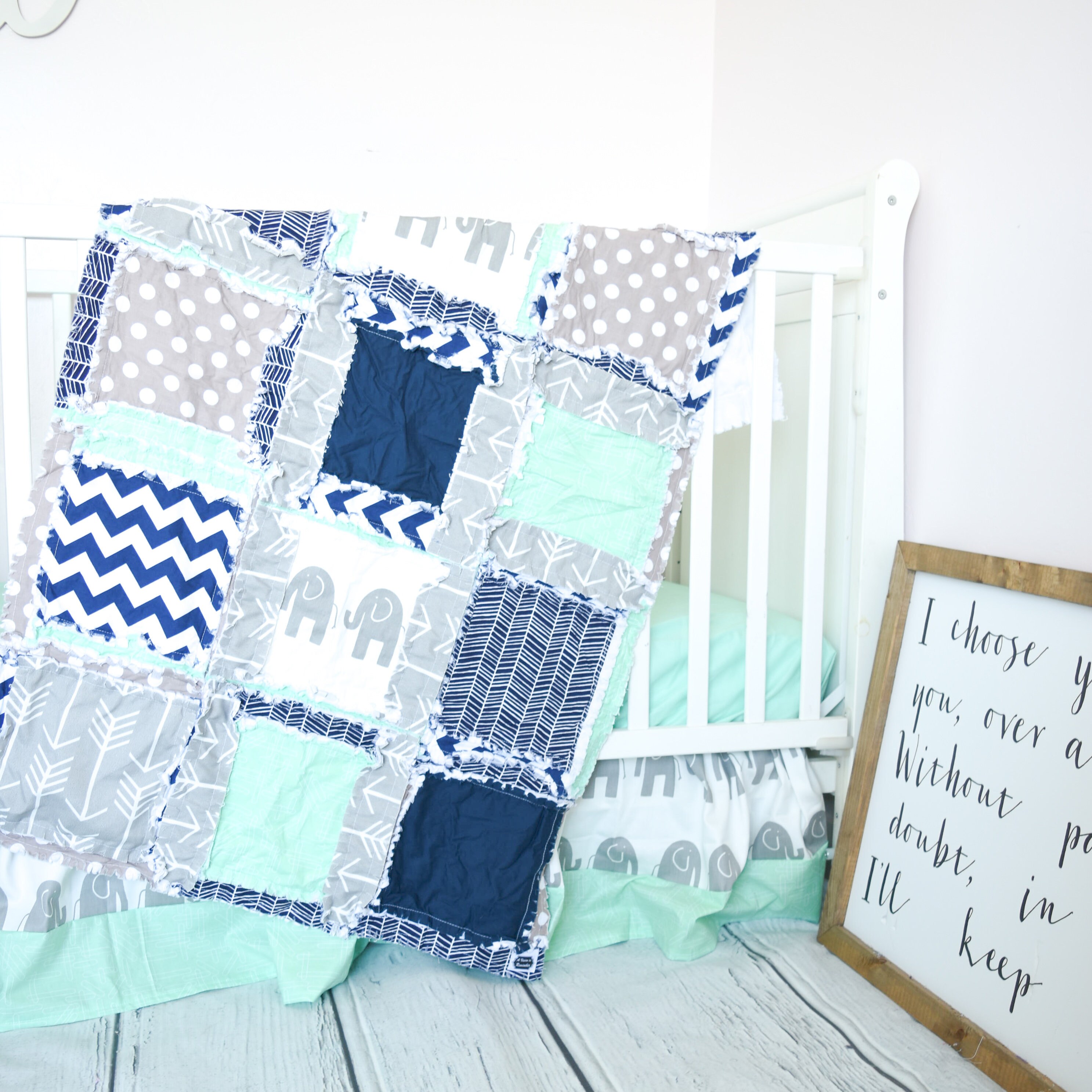 baby boy elephant crib set