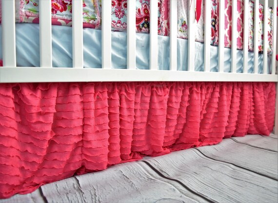 Hot Pink Ruffle Crib Skirt Baby Girl Nursery Pink Crib Etsy