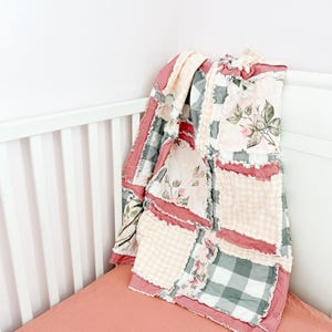Rag Quilt for Baby Pink Crib Bedding in Blush Pink Sage Green Baby Girl Rag Quilt Nursery Blanket for Baby Girl Etsy