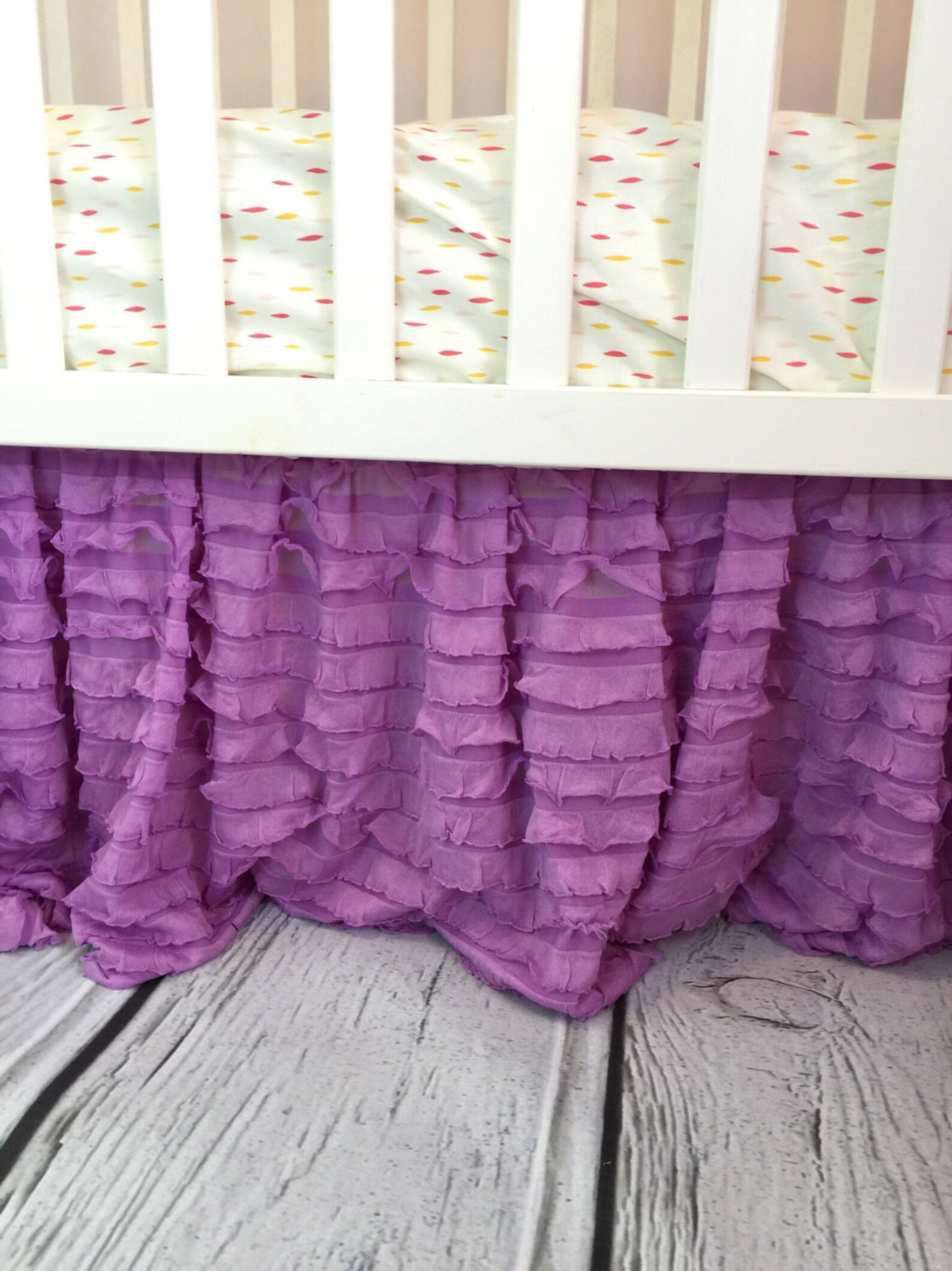 Purple Crib Skirt Ruffle Crib Skirt Lilac Dust Ruffle Crib Etsy