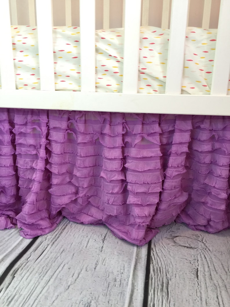 Purple Crib Skirt Ruffle Crib Skirt Lilac Dust Ruffle Crib Etsy