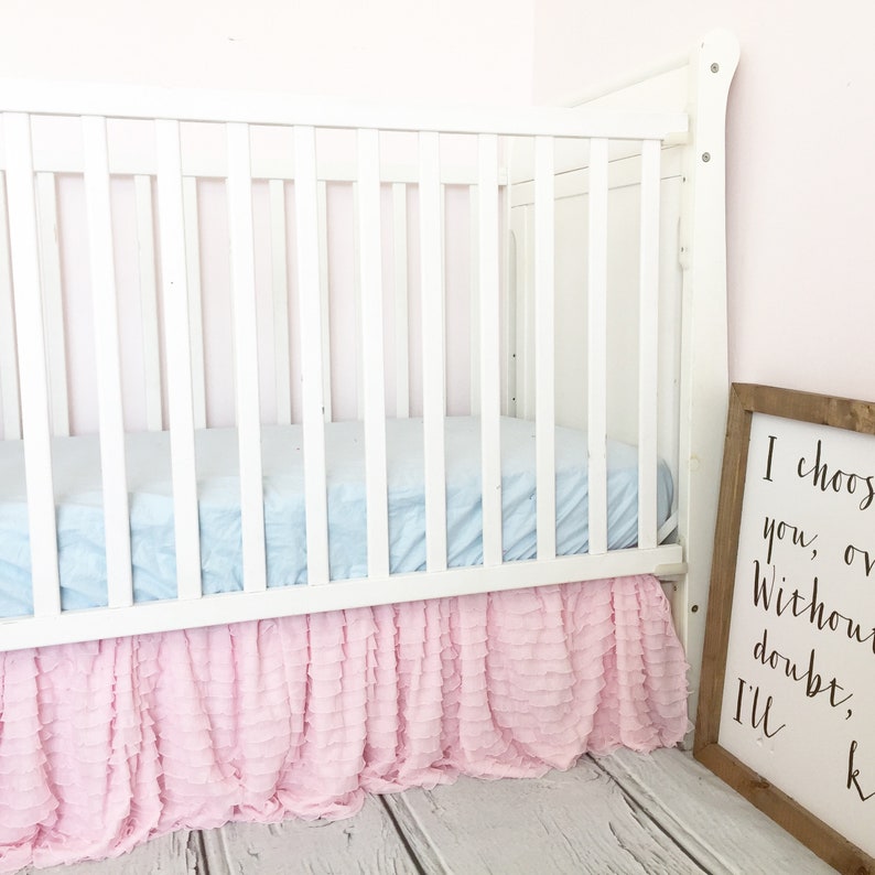 Pink Crib Skirt Girl Nursery Bedding, Pink Crib Bedding Crib Dust Ruffle image 1