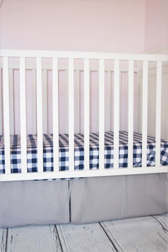 Adjustable Gray Box Pleat Crib Skirt For Nursery Baby Bedding Etsy