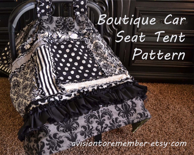 Boutique Car Seat Canopy Pattern Baby Sewing Rag Quilt Cat Cover Easy