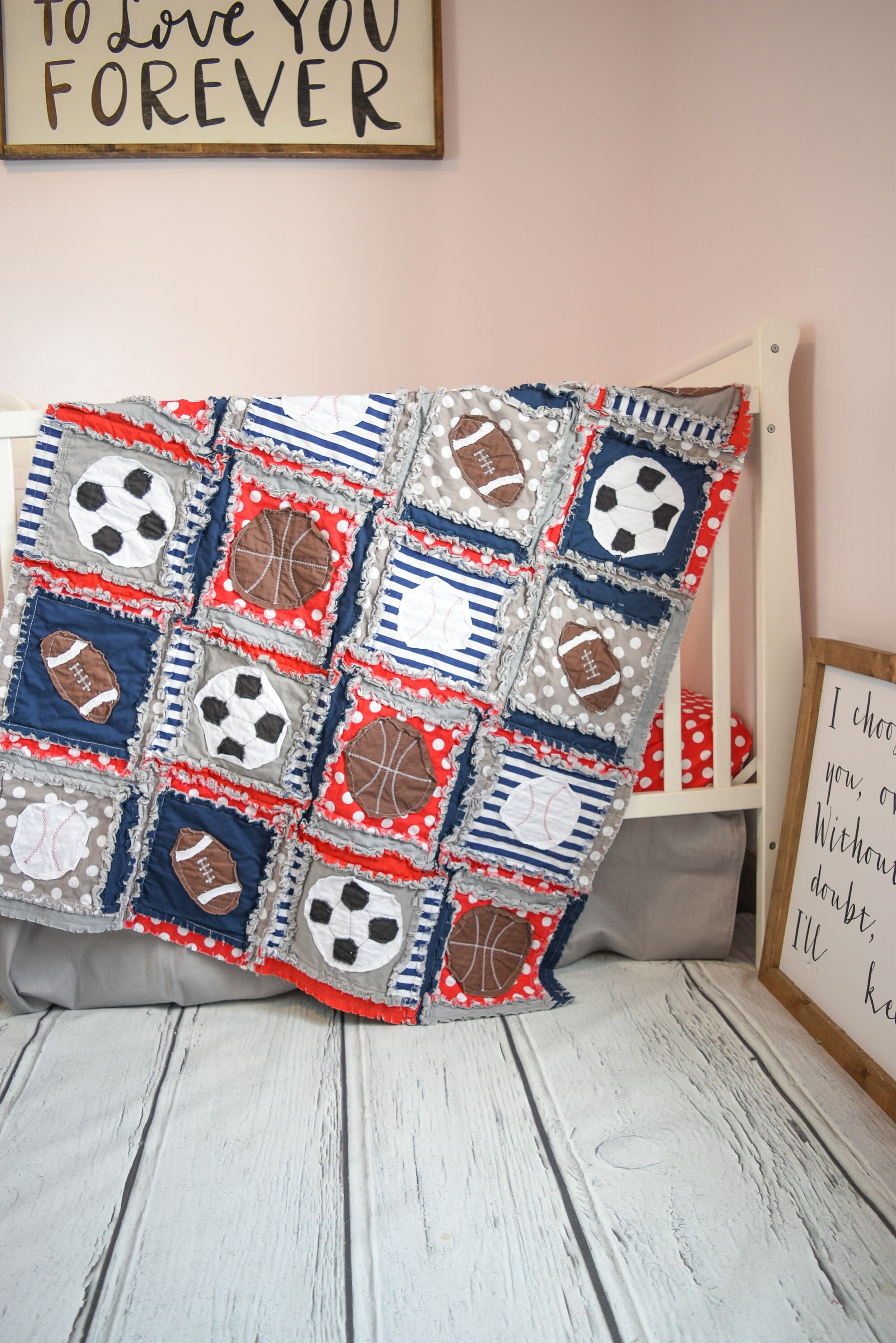 Baby Boy Sports Crib Bedding Football Baseball Basketball Etsy