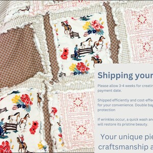 Western Baby Girl Blanket | Mauve Pink & Brown Buckaroo Blanket | Floral Patchwork Bedding Gift Idea