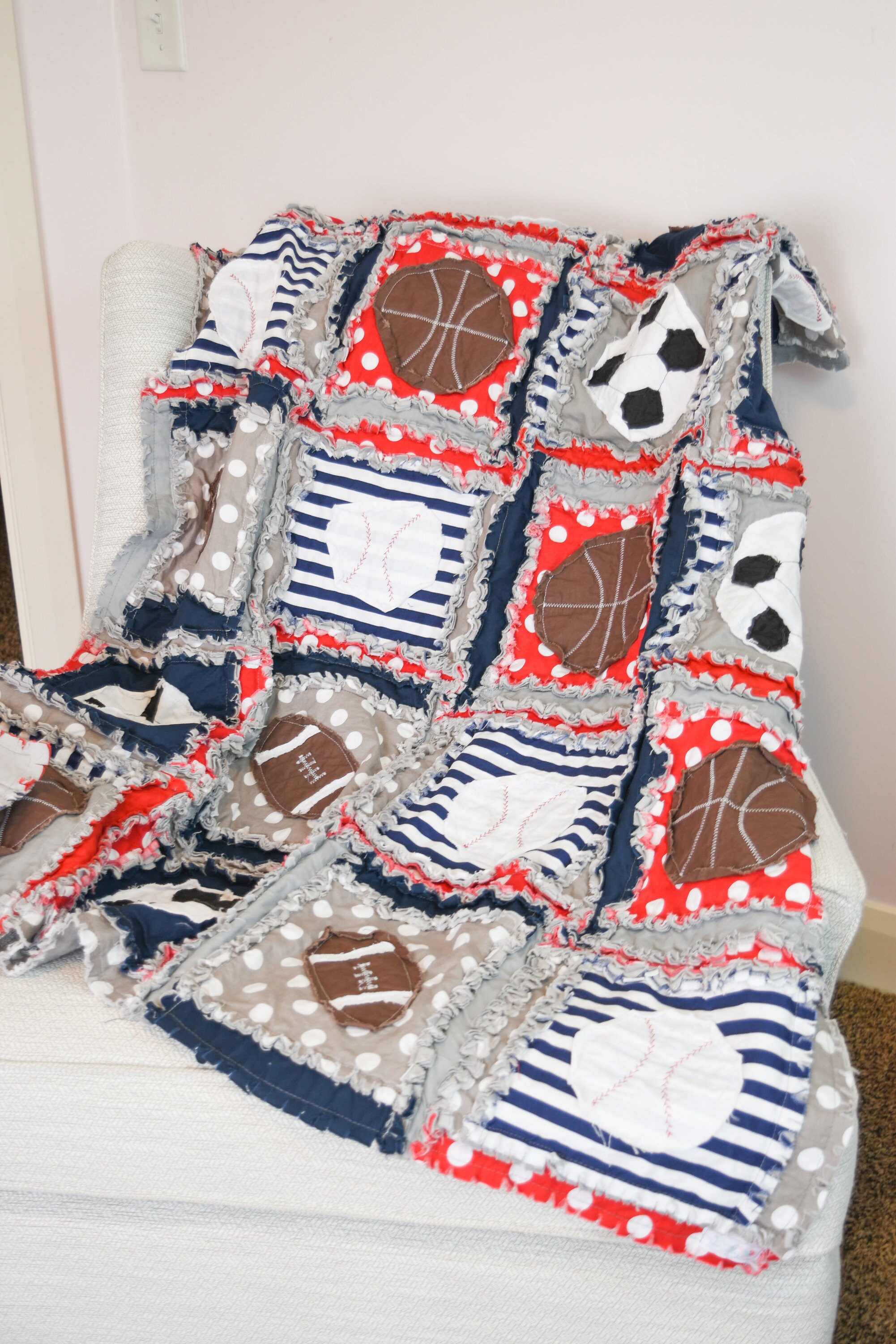 Baby Boy Sports Crib Size Rag Quilt for Nursery Crib Bedding Etsy