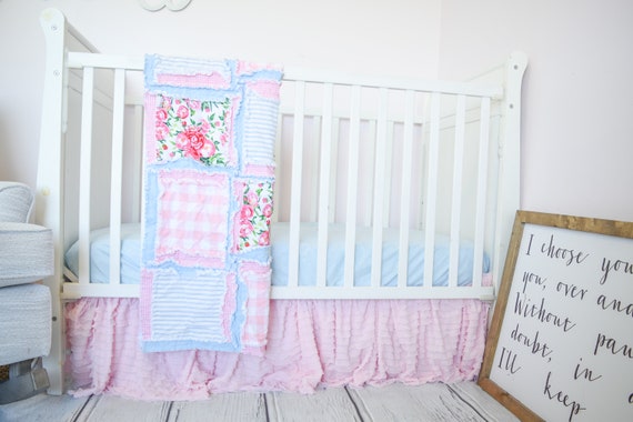 Floral Baby Rag Quilt Crib Bedding Set For Girls Cottage Chic Etsy