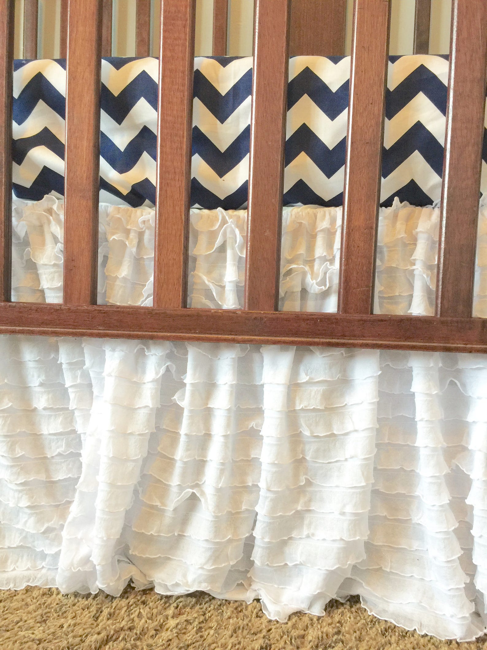 White Crib Skirt White Crib Bedding White Bed Skirt Long Etsy