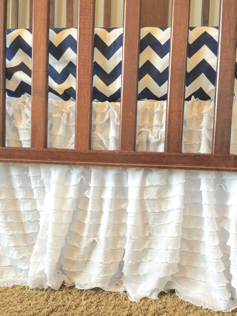 White Crib Skirt White Crib Bedding White Bed Skirt Long Etsy