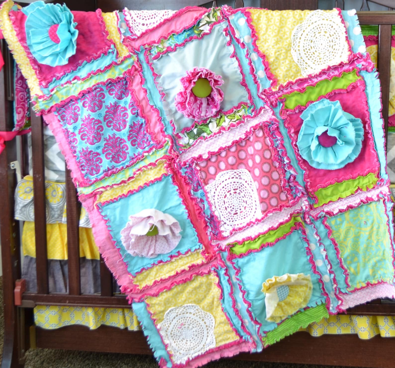 Ruffle Flower Rag Quilt Pattern Girl Quilt Pattern Sewing Etsy