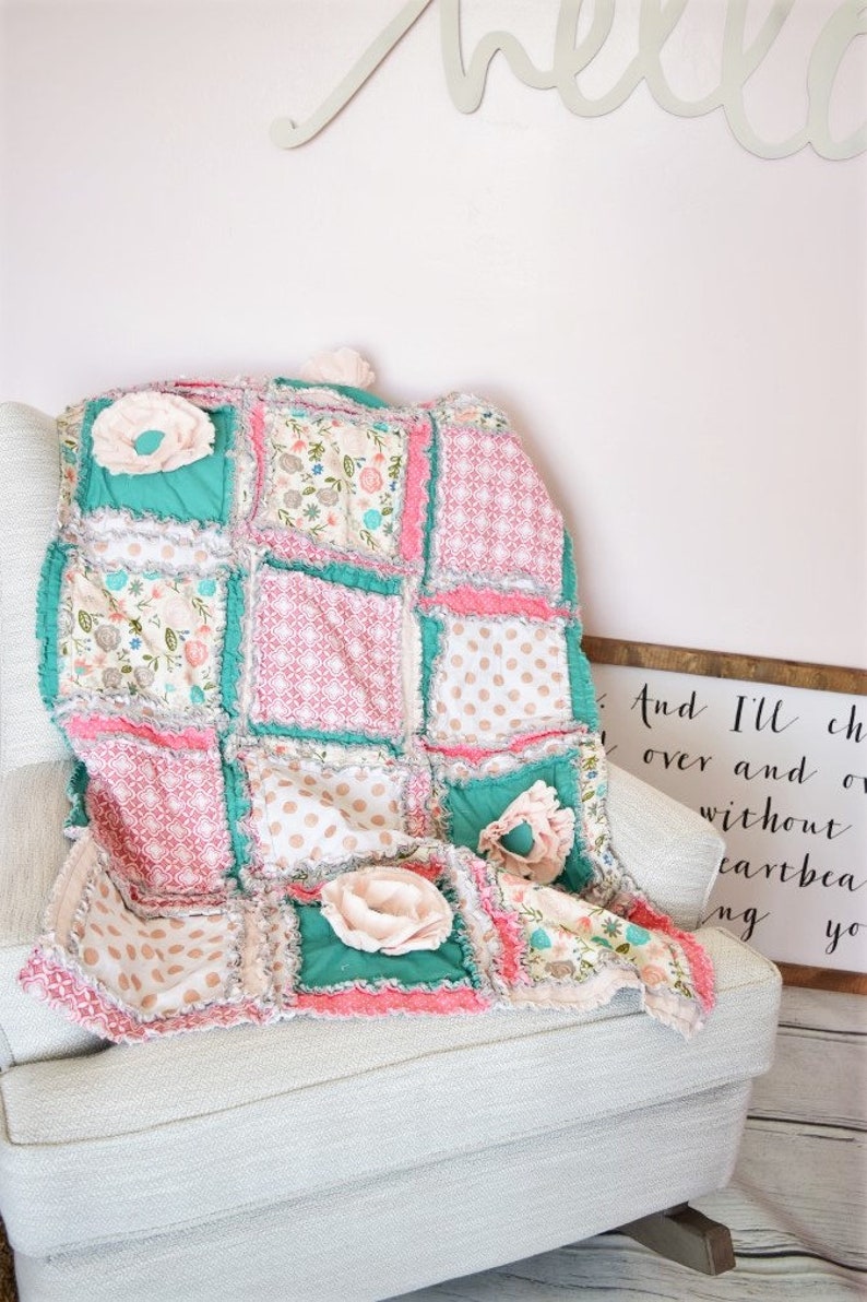 Floral Baby Girl Quilt Baby Rag Quilt Bohemian Bedding Etsy