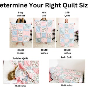 Cow Baby Blanket Pink Comforter Baby Girl Rag Quilt, Baby Girl Quilts, Floral Crib Bedding to Twin Bed Spread Size for Girls immagine 4