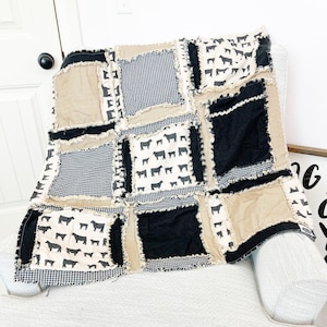 Cow Baby Blanket Handmade Quilts Cowboy Nursery, Neutral Baby Quilt, Western Crib Bedding Baby Boys
