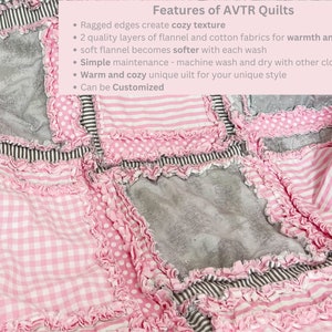 Baby Girl Quilts Pink Crib Bedding, Pink and Gray Baby Quilts, Toddler Bedding Girl Homemade Quilts for Girls image 2