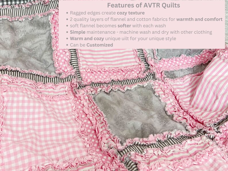 Baby Girl Quilts Pink Crib Bedding, Pink and Gray Baby Quilts, Toddler Bedding Girl Homemade Quilts for Girls image 2