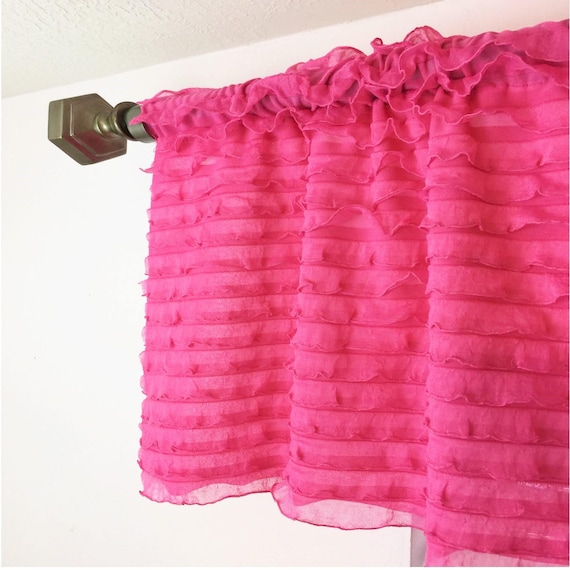 Hot Pink Valance Fuschia Curtain Hot Pink Curtains Pink Window Valance Pink Nursery Curtain Pink Ruffle Curtains Pink Sheer Curtains