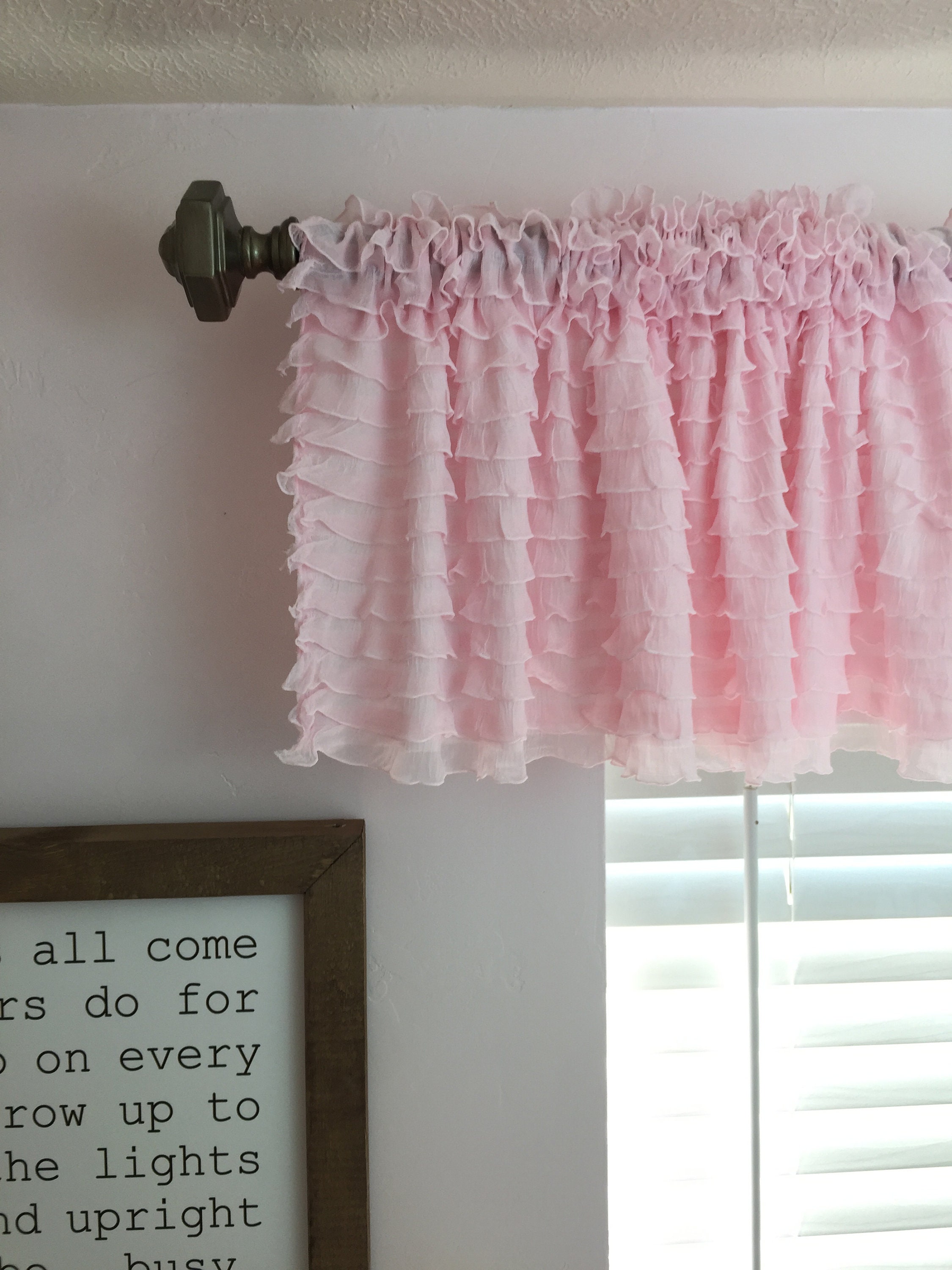Baby Pink Ruffle Window Valance Sheer Curtain Small Window Etsy