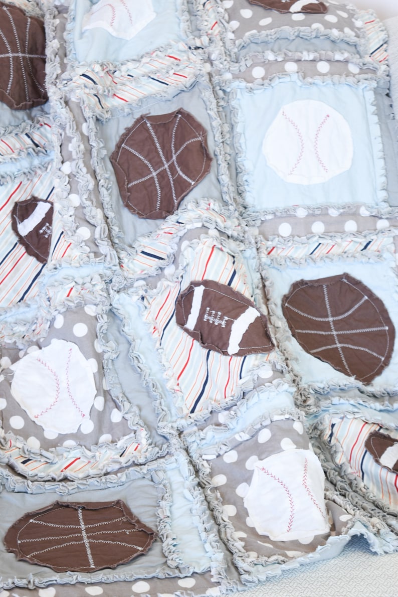 Sports Crib Bedding Baby Boy Nursery Football Baseball Etsy