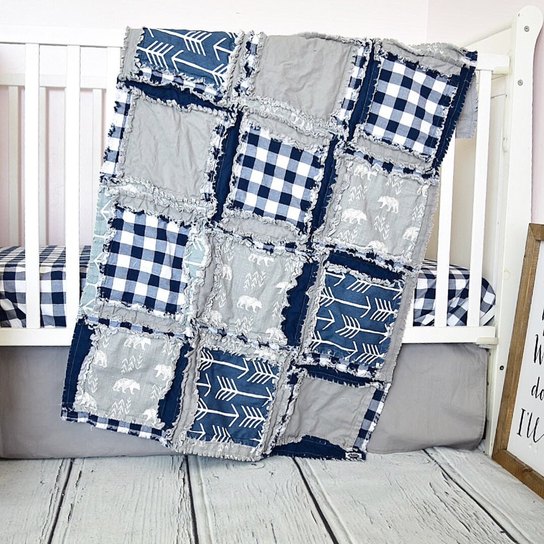 Woodland Baby Quilt Bear Bedding Nursery Plaid Baby Blanket Etsy