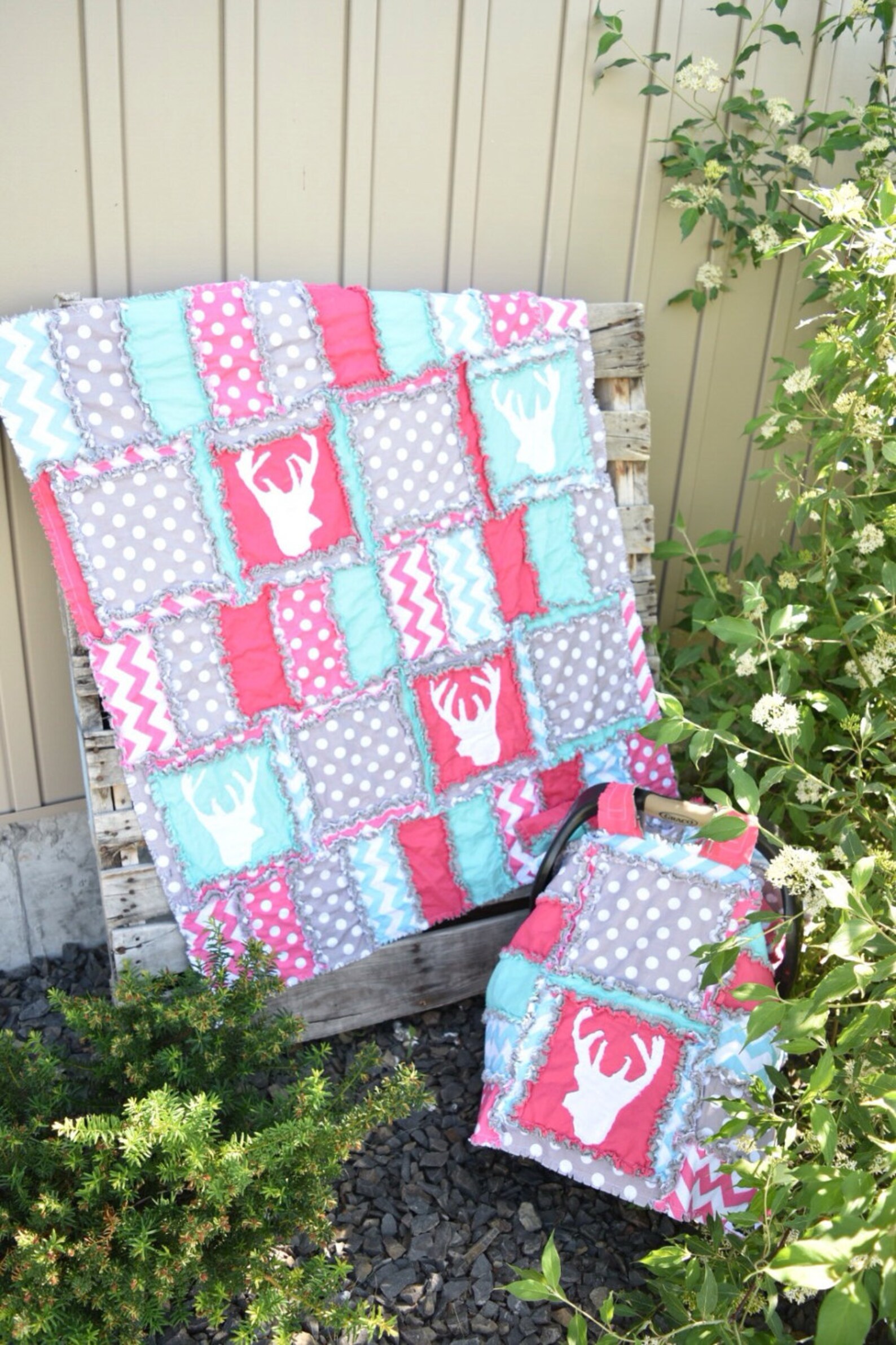 Deer Crib Bedding Baby Girl Crib Set Pink / Turquoise / Etsy